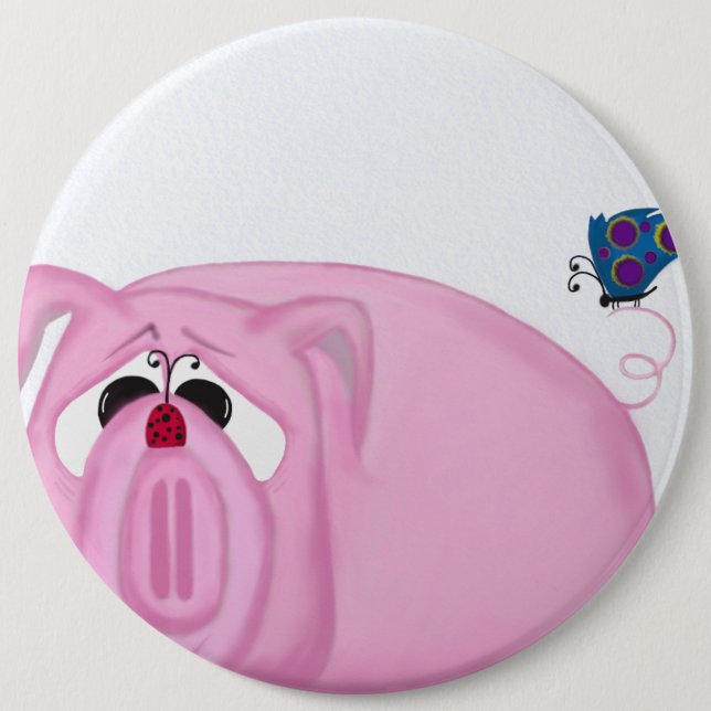 Cute Piglet Chumley And Beautiful Friends Button (Front)