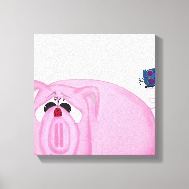 Cute Piglet Chumley And Beautiful Friends Canvas Print (Front)