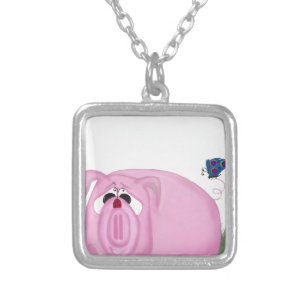 Cute Piglet Chumley And Beautiful Friends Silver Plated Necklace