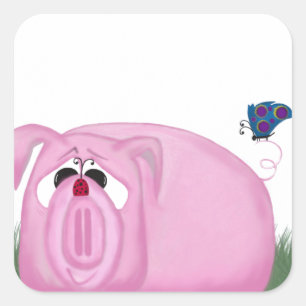 Cute Piglet Chumley And Beautiful Friends Square Sticker