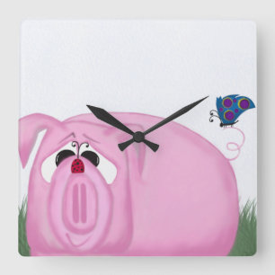 Cute Piglet Chumley And Beautiful Friends Square Wall Clock