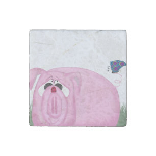 Cute Piglet Chumley And Beautiful Friends Stone Magnet