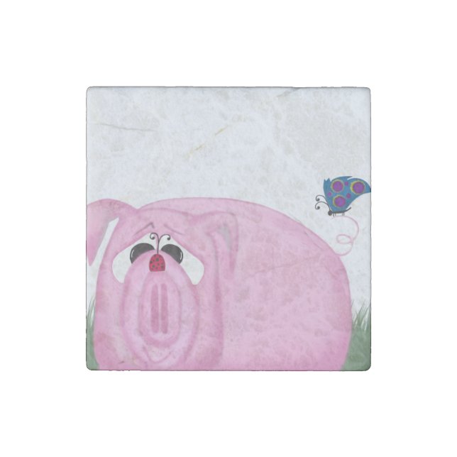 Cute Piglet Chumley And Beautiful Friends Stone Magnet (Front)