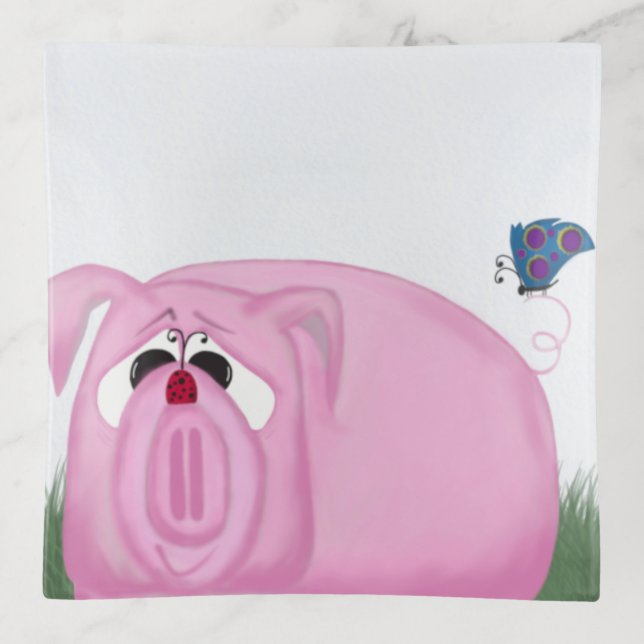 Cute Piglet Chumley And Beautiful Friends Trinket Tray (Front)