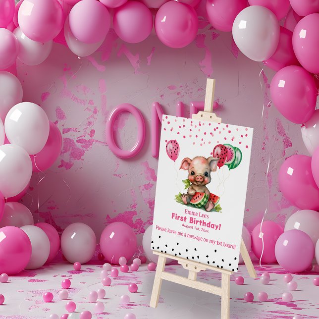 Cute Piglet Eating Watermelon Birthday Foam Board (Creator Uploaded)
