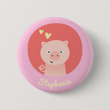 Cute Piglet - Personalized Kids Button