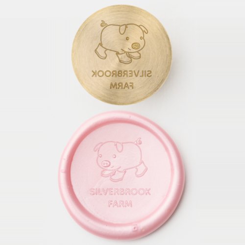 Cute Piglet Pig in Rubber Boots Custom Name Wax Seal Stamp