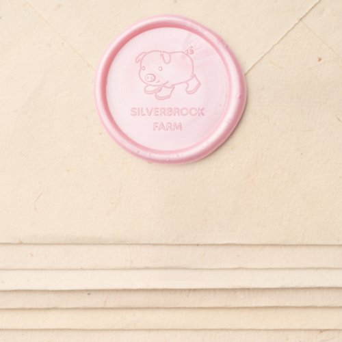 Cute Piglet Pig in Rubber Boots Custom Name Wax Seal Sticker