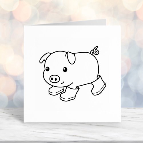 Cute Piglet Pig in Rubber Boots Self_inking Stamp