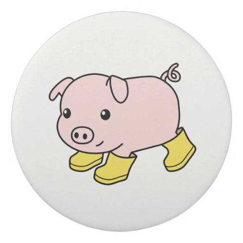 Cute Piglet Pig in Yellow Rubber Boots  Eraser