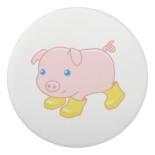 Cute Piglet Pig in Yellow Rubber Boots Eraser