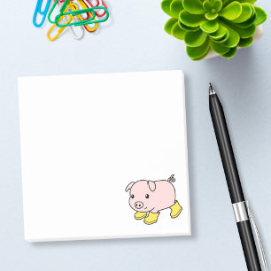 Cute Piglet Pig in Yellow Rubber Boots Post-it Notes