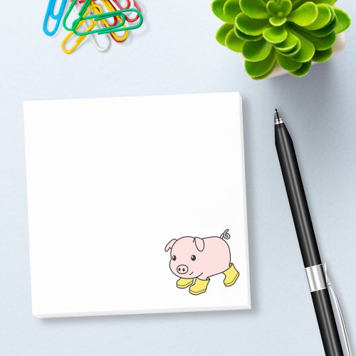 Cute Piglet Pig in Yellow Rubber Boots Post_it Notes