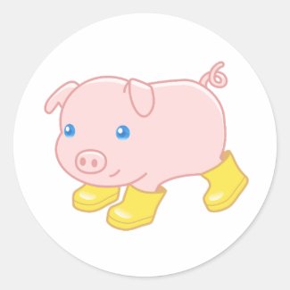 Cute Piglet Pig in Yellow Rubber Boots V2