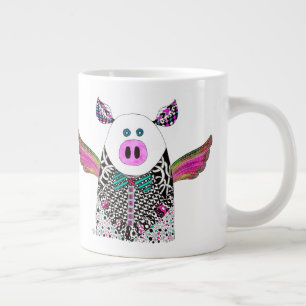 Cute Piglet Pig with Wings Jumbo Mug