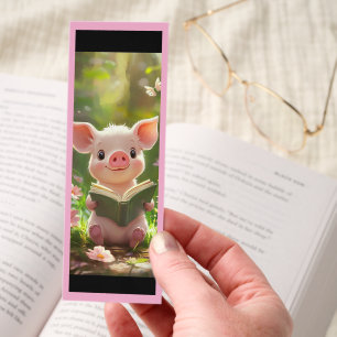 Cute Piglet With Book Bookmarks