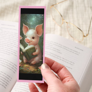 Cute Piglet With Book Bookmarks
