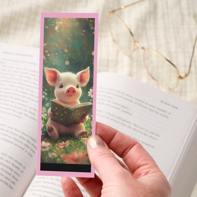 Cute Piglet With Book Bookmarks (Hand)