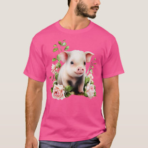 Cute piglet with flowers T-Shirt