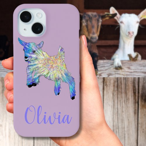 Cute Pigmy Goat illustration add Name iPhone 15 Case