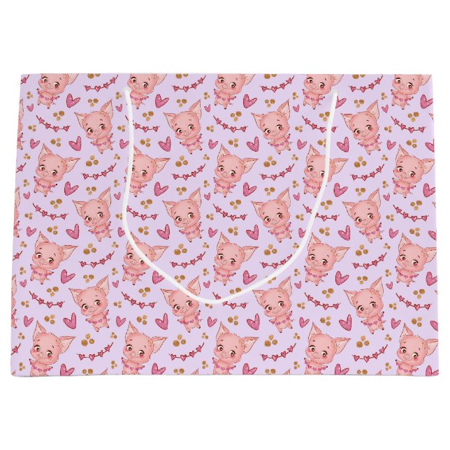 Cute Pigs and Hearts Gift Bag (Front)