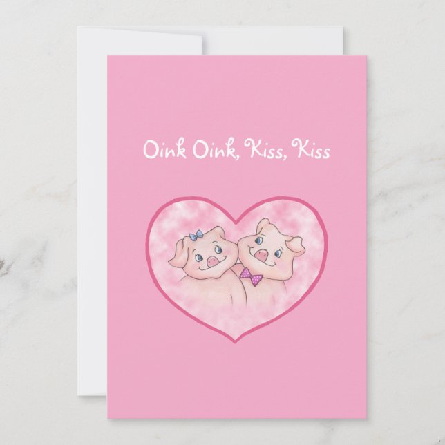 Cute Pigs in Heart Valentine's day Card (Front)
