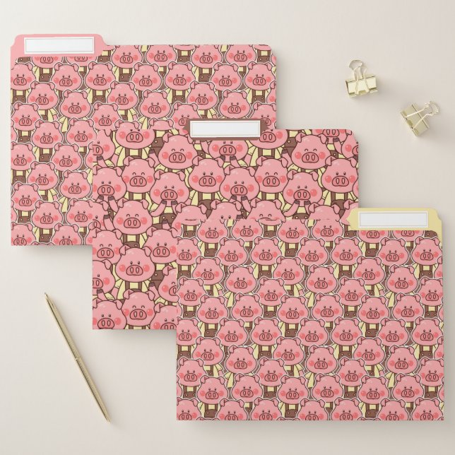Cute pigs in Overalls File Folder (Set)