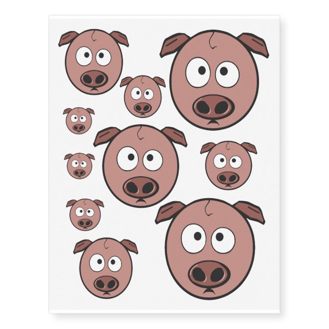 Cute Pigs Temporary Tattoos (Front)