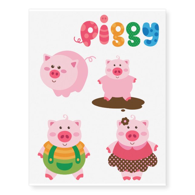 Cute Pigs Temporary Tattoos (Front)