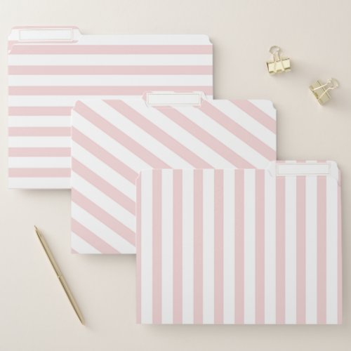 Cute Piink White Striped Pattern File Folder