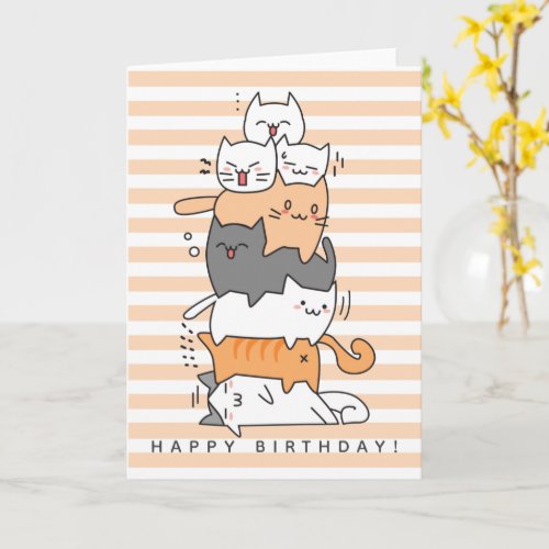 Cute Pile of Cats Birthday Card