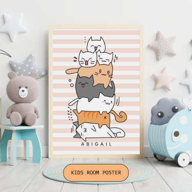 Cute Pile of Cats Kids Bedroom