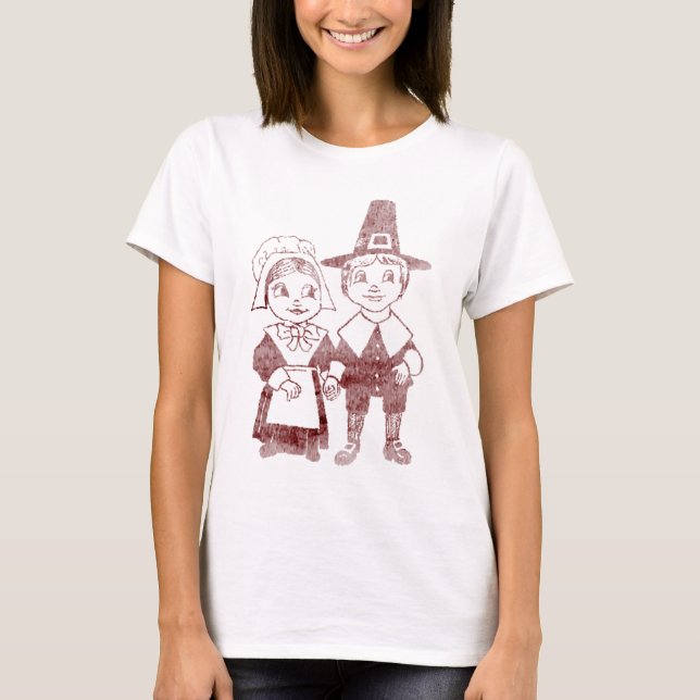 Cute Pilgrim Couple Thanksgiving Shirt (Front)