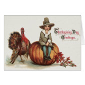 Cute Pilgrim Turkey Pumpkin Fall Leaves (Front Horizontal)
