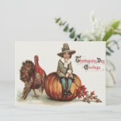 Cute Pilgrim Turkey Pumpkin Fall Leaves (Standing Front)