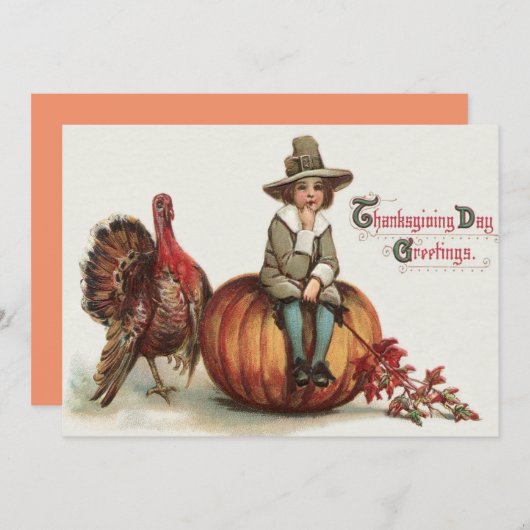 Cute Pilgrim Turkey Pumpkin Fall Leaves (Front/Back)
