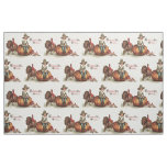Cute Pilgrim Turkey Pumpkin Fall Leaves Fabric