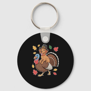 Cute Pilgrim Vizsla Dog Riding Turkey Women Men Th Keychain
