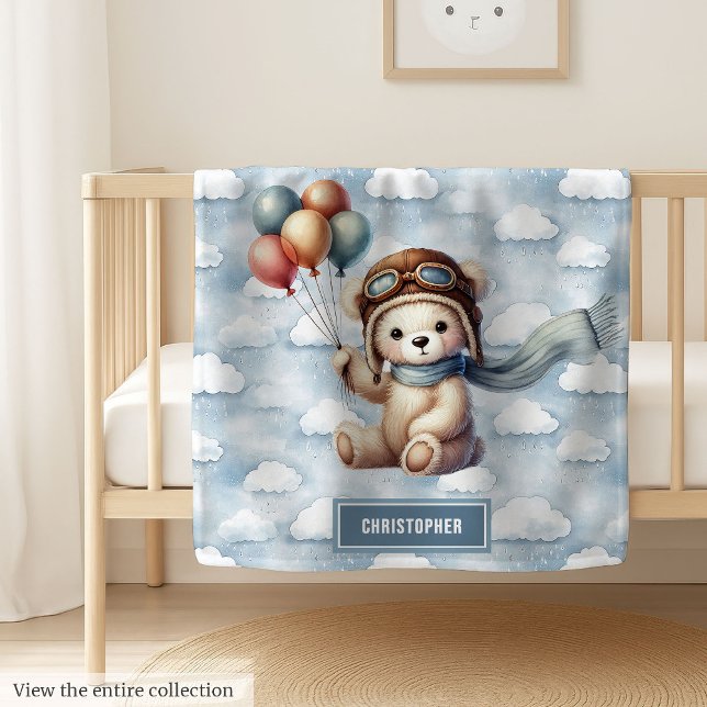 Cute Pilot Bear Blanket for Baby Boy Baby Shower (Cute Pilot Bear Blanket for Baby Boy Baby Shower)