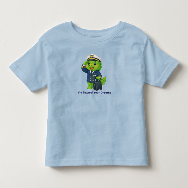 Cute Pilot Dinosaur – Dino Jobs Toddler T-shirt (Front)