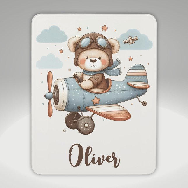 Cute Pilot Teddy Bear Personalized Door Sign (Creator Uploaded)