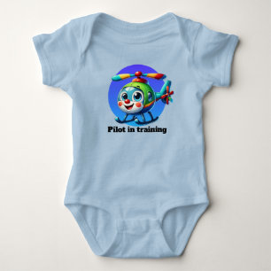 Cute pilot training helicopter boys customizable baby bodysuit