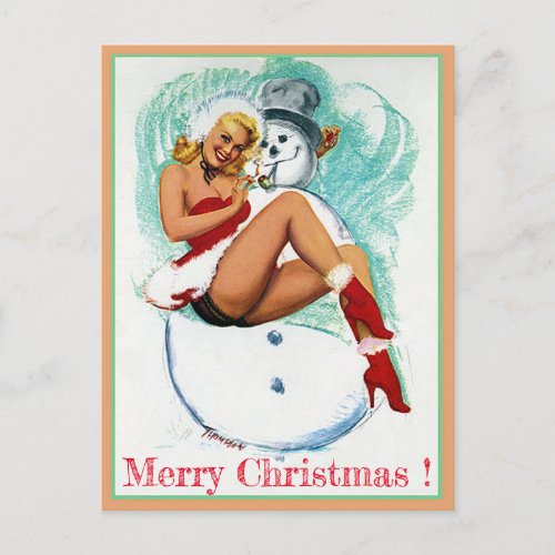 Cute Pin up Girl Christmas postcard 