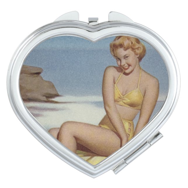 CUTE PIN UP GIRL  COMPACT MIRROR (Front)