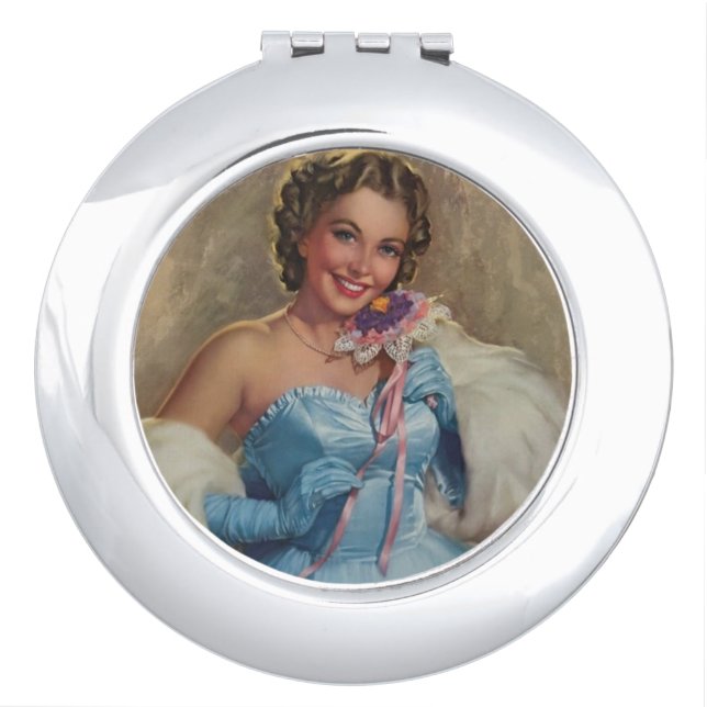 CUTE PIN UP GIRL  COMPACT MIRROR (Front)