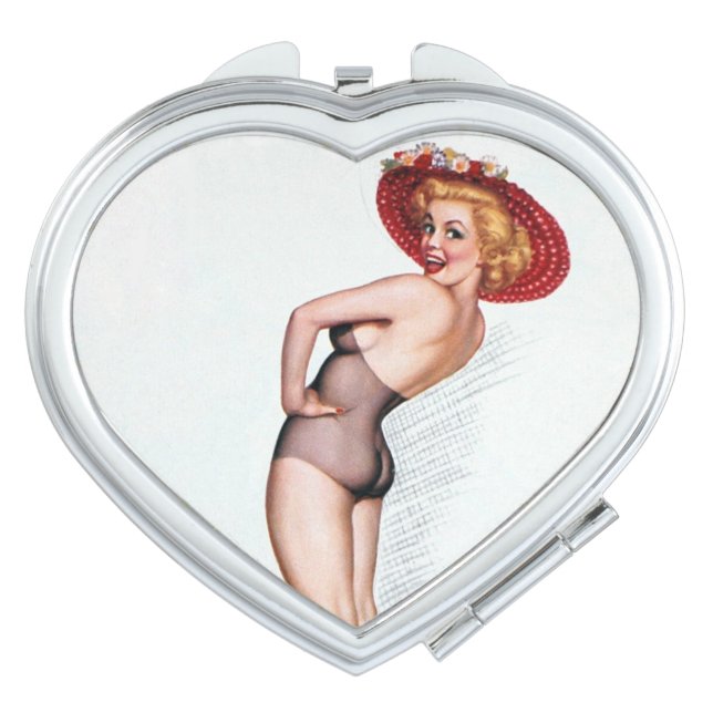 CUTE PIN UP GIRL  COMPACT MIRROR (Front)