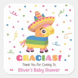 Cute Pinata Gracias Fiesta Baby Shower Decorations Square Sticker