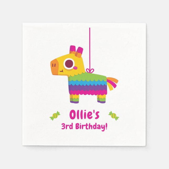 Cute Pinata Kids Birthday Party Supplies Napkins (Front)