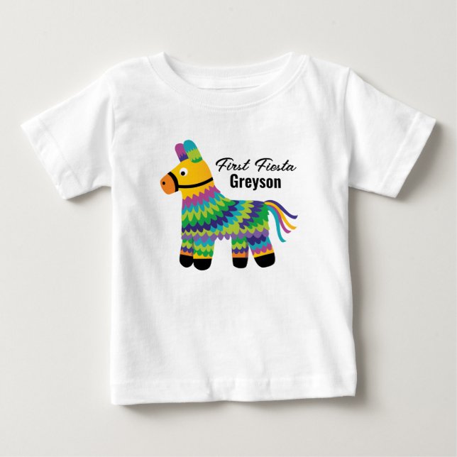 Cute Pinatas Fiesta first Birthday Tshirt (Front)