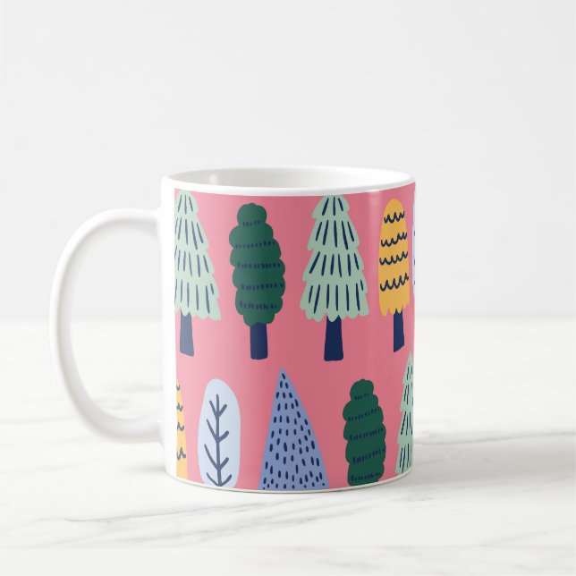 Cute pine trees: kids' pattern. coffee mug (Left)